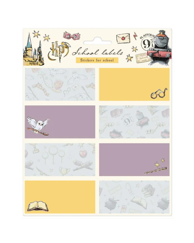 Grupo Erik Etiquetas adhesivas Harry Potter - Pegatinas libro nombres/Pack etiquetas escolares - Papeleria Harry Potter - Vuelta al cole material escolar - Producto con licencia oficial