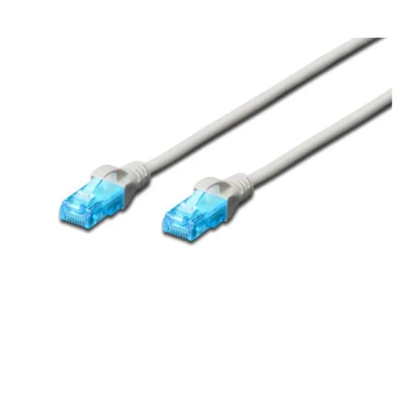 DIGITUS Cable LAN Cat 5e - 1m - Cable de red CCA con RJ45 - U/UTP sin apantallar - Compatible con Cat6 y Cat5 - Gris