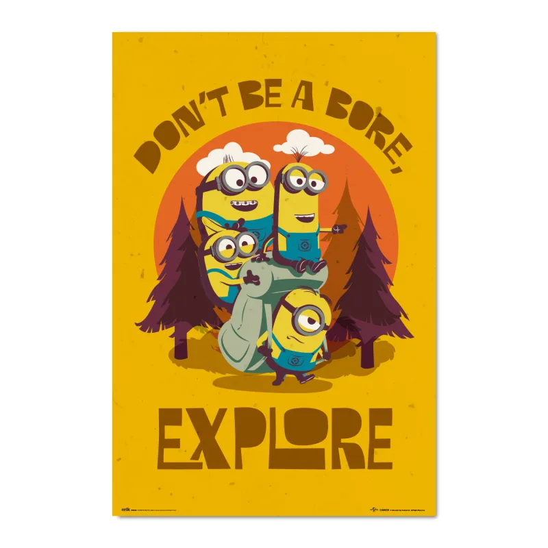 Grupo Erik Póster Minions don´t be bore, explore - Lamina decorativa Minions/Póster Producto con licencia oficial