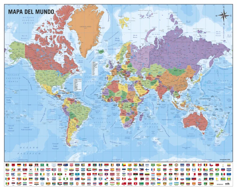 Grupo Erik Editores Mini póster Mapa del Mundo 40 x 50 150 gr