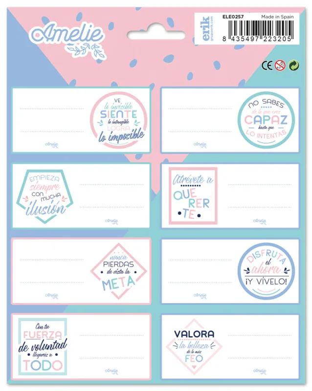 Grupo Erik ELE0257 Etiquetas adhesivas Amelie Pastel collection - Etiquetas para libros/Pegatinas nombre libros