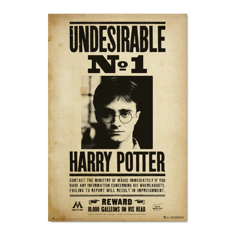 Grupo Erik Póster Harry Potter Undesirable N1 - Lamina decorativa Harry Potter Undesirable N1 / Póster Producto con licencia oficial