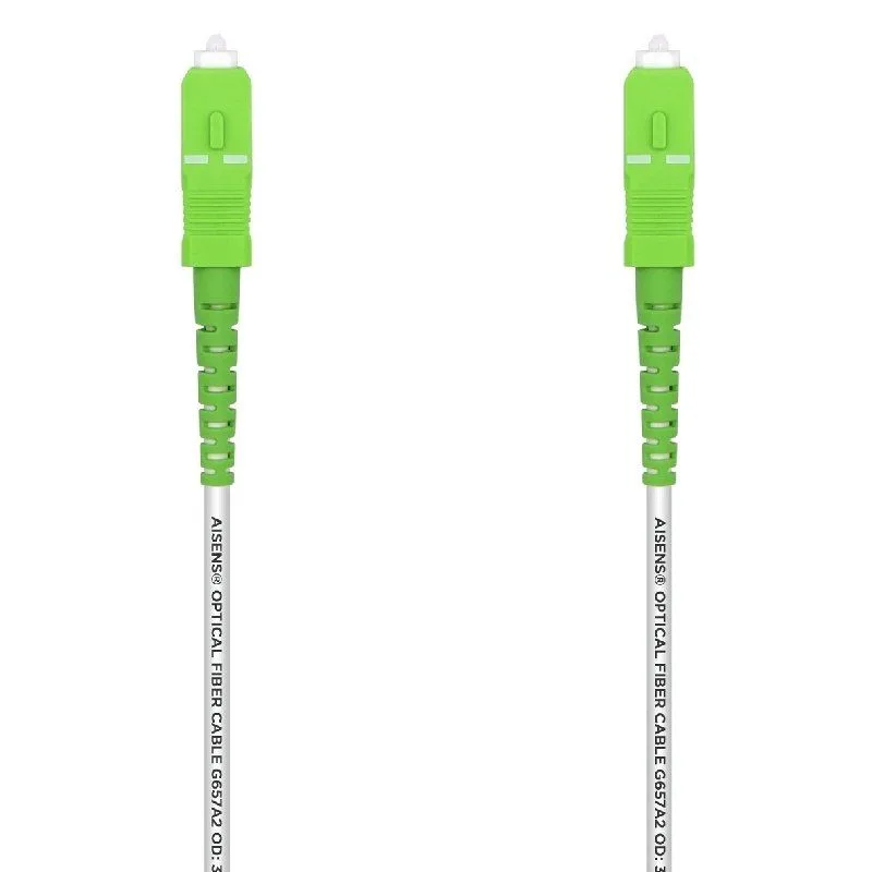 AISENS Cable Fibra Óptica Latiguillo G657A2 3.0 9/125 SMF Simplex CPR DCA LSZH, SC/APC-SC/APC, Blanco, 40 m