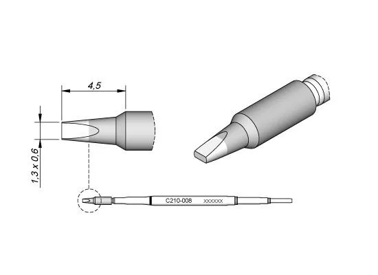Cartucho Punta Cincel 0,6x1,3mm 4,5mm T210 JBC