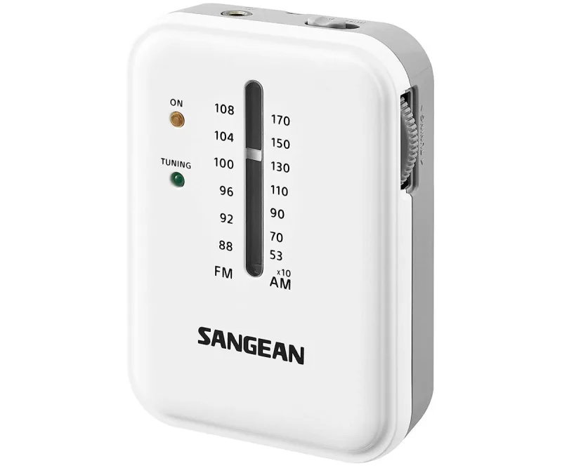 Sangean Pocket 320 SR-32 - Radio de Bolsillo (FM/Am), Color Blanco y Gris