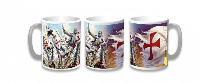 Taza Cerámica Barbaric Templarios, tamaño 9,6 cm, impresión 360º, presentación en caja
