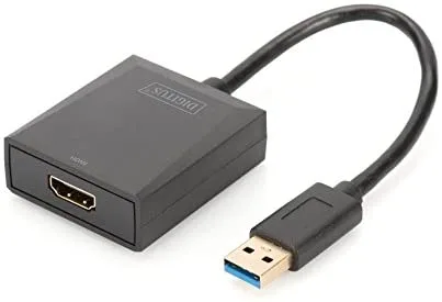 Adaptador de gráficos DIGITUS USB 3.0, USB A a HDMI tipo A, Full HD, 1920x1080 píxeles, plástico, negro