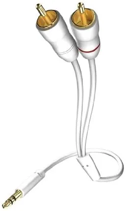 In-akustik Star - Cable de audio para MP3 (clavija de 3,5 mm a RCA de 2 clavijas, 1,5 m), color blanco