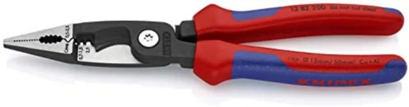 KNIPEX Alicate para instalaciones eléctricas negro atramentado, con fundas multicomponentes 200 mm 13 82 200