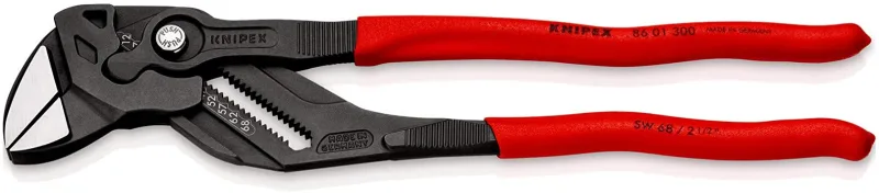 Knipex Tenaza llave alicate y llave en una sola herramienta gris atramentado, recubiertos de plástico antideslizante 300 mm 86 01 300