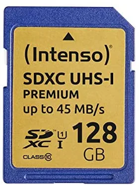 Intenso - Tarjeta de memoria SDXC de 128 GB (45 MB/s, Clase 10, UHS-I)