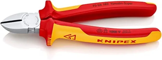 Knipex Alicate de corte diagonal cromado, aislados con fundas multicomponentes, según norma VDE 180 mm 70 06 180