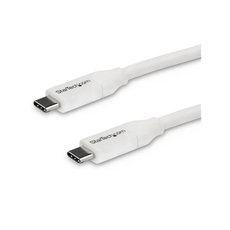 StarTech.com Cable 4m USB-C a USB-C con capacidad para Entrega de Alimentación de 5A - USB Tipo C - Cable de Carga USBC - USB 2.0 - Blanco