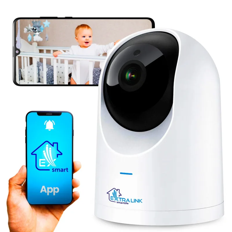 Extralink smart life homeeye | cámara ip | ptz, wi-fi, 2.5k, 4mp, ninera