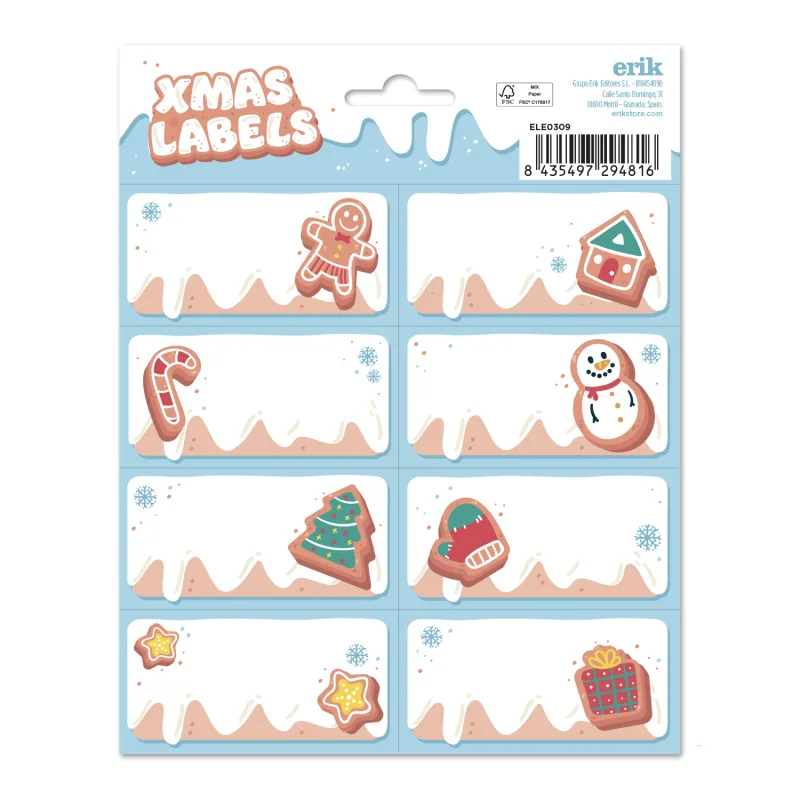 Grupo Erik Etiquetas adhesivas Navidad - Etiquetas regalo Navidad / 16 Etiquetas Navidad - Etiquetas regalo - Pegatinas navidad regalos, ELE0309