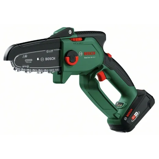 Bosch Mini Motosierra a Batería EasyChain 18V-15-7 (Para cortar madera; sistema de 18 voltios; velocidad de la cadena: 6,95 m/s; con batería de 2,5 Ah y cargador)