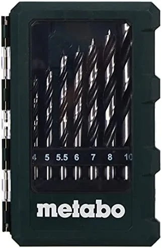 Metabo 626705000 626705000-Estuche Madera 8 Piezas 1 Broca de Cada uno de los siguientes diámetros: 3 4 5 5,5 6 7 8 y 10 mm