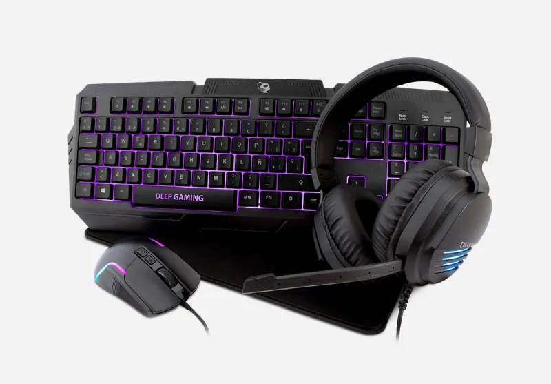 Deep Gaming Pack gaming DeepX-Wing 2 teclado Ratón incluido USB QWERTY Español Negro