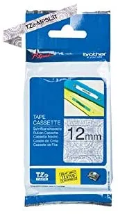 Brother P-touch TZe-MPSL31 - Cinta para impresoras Brother P-touch H100LB/R, H105, H200, E100/VP, D200/BW/VP, D210/VP, 4 m de largo, laminada, color negro sobre puntas plateadas