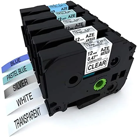 Brother Original P-Touch cinta laminada Tze de mqf31 12 mm, color negro, color azul pastel 12 mm