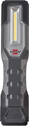 Brennenstuhl linterna de trabajo LED a pilas HL 1000 A IP54 / lámpara para exteriores con LED COB (1000+200lm, hasta 24h de duración de la luz, con imanes y gancho, interfaz de carga USB C)