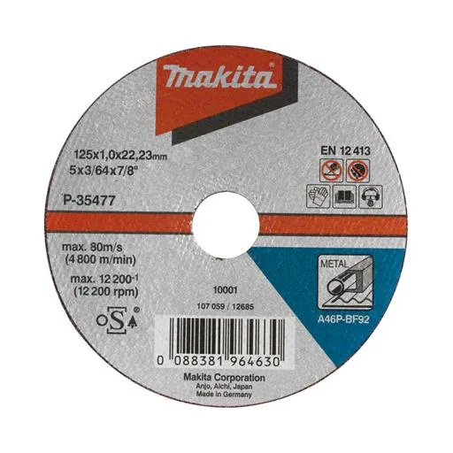 MAKITA B-10665-5 - Pack 5 discos abrasivos para corte de hierro 355x25.4 mm para cortadores 2414b y 2414nb