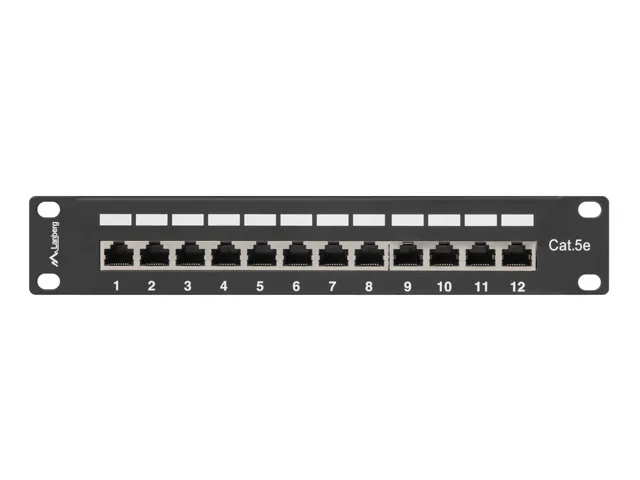 LANBERG Patch Panel 10'', 12 Port 1U, Cat.5E, Black