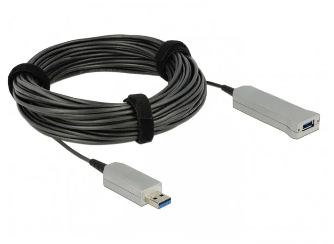 DeLOCK 20m USB3.0-A + USB Micro-B/USB3.0-A - Cable USB (20 m, USB A, USB A/Micro-USB B, 3.0 (3.1 Gen 1), Male connector / Female connector, Negro, Plata)