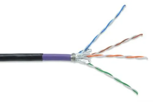 DIGITUS 1000 m de Cable de red exterior Cat 7, S-FTP (PiMF) Simplex, BauPVO Eca, LSZH Libre de Halógenos, 1200 MHz Copper AWG 23/1, Compatible con PoE+, Cable de tierra Cable LAN, Negro