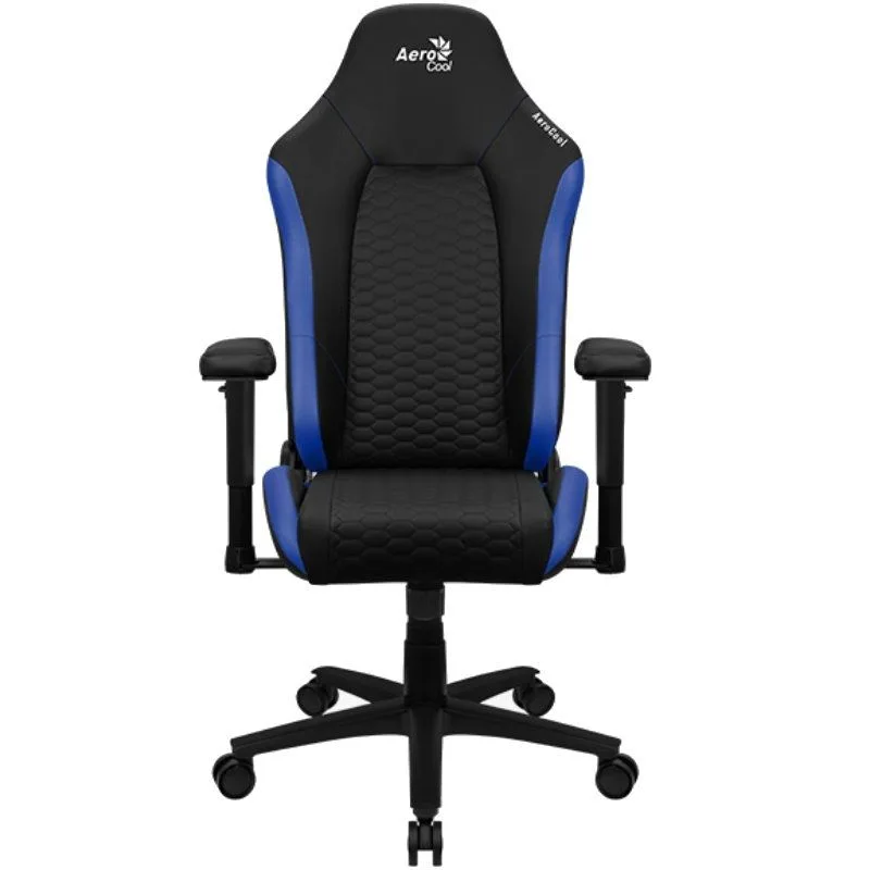 Aerocool CROWNBB Azul, Silla Gaming Ergonómica, Cojines Ajustables, Cuero Sintético Premium