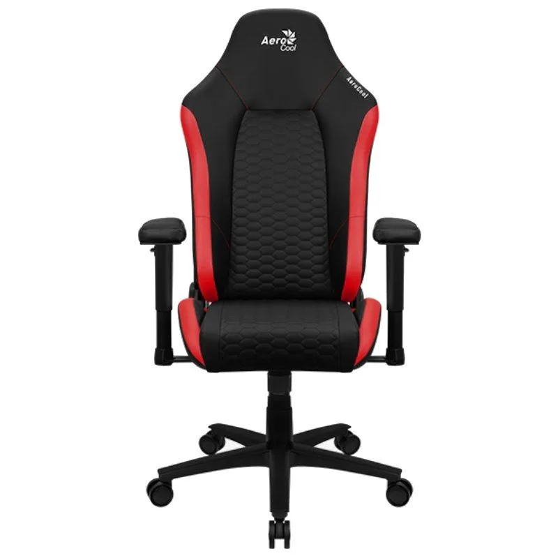 Aerocool CROWNBR Rojo, Silla Gaming Ergonómica, Cojines Ajustables, Cuero Sintético Premium