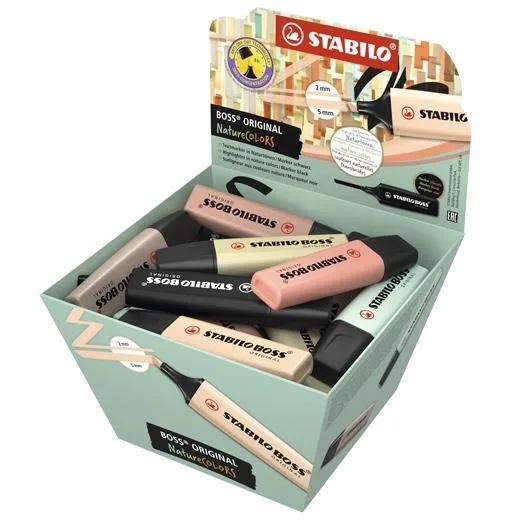 STABILO BOSS ORIGINAL NatureCOLORS marcador 30 pieza(s) Punta de cincel Beige, Negro, Marrón, Coral, Gris Oscuro, Verde, Gris