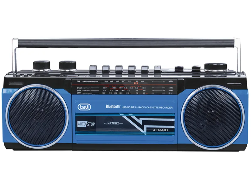 Trevi RR 501 BT estéreo Boombox Altavoz portátil Bluetooth, USB, SD, MP3, Azul