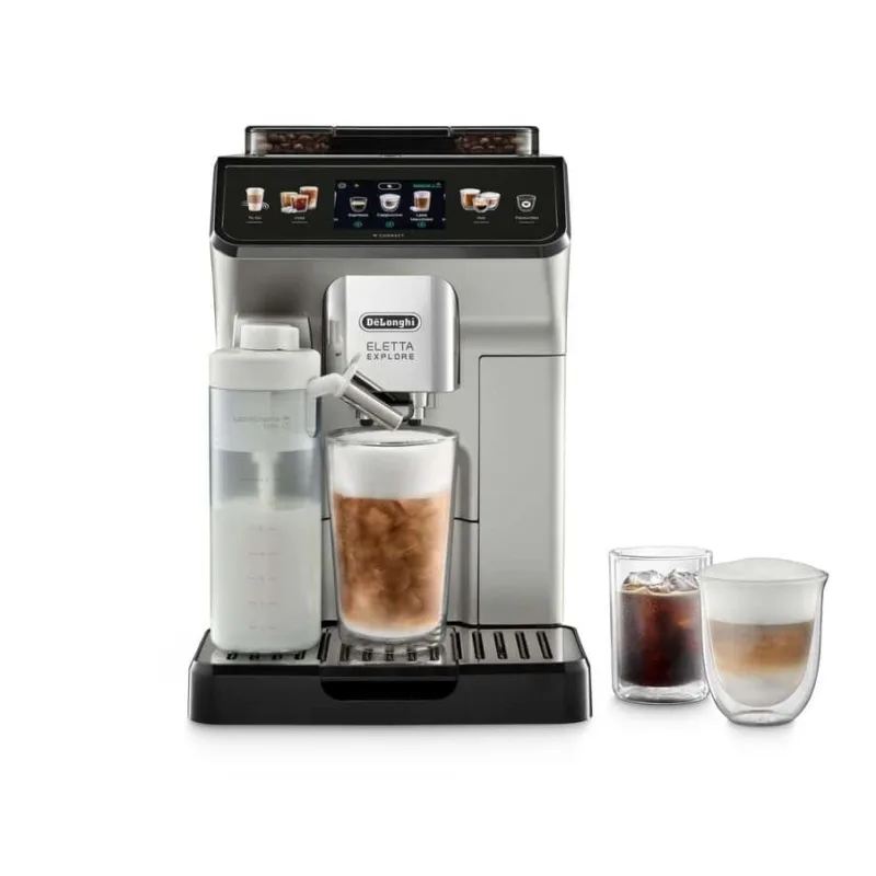 De'Longhi Eletta Explore Cold Brew ECAM450.65.S, Máquina de Café Barista con LatteCrema Caliente y Fría, Máquina Espresso Automática de Granos de Café, Extracción en Frío, Pantalla Táctil, Plata