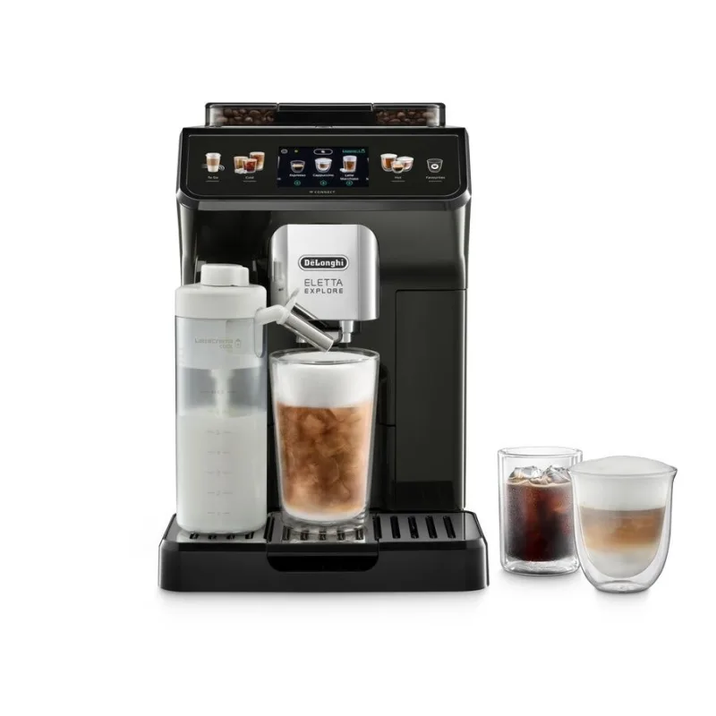 De'Longhi Eletta Explore Cold Brew ECAM450.65.G, Máquina de Café Barista con LatteCrema Caliente y Fría, Máquina Espresso Automática de Granos de Café, Extracción en Frío, Pantalla Táctil, Gris