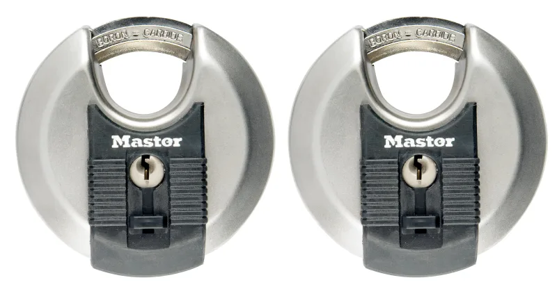 MasterLock Excell - Juego de 2 cerraduras de disco (70 mm, O10 mm)