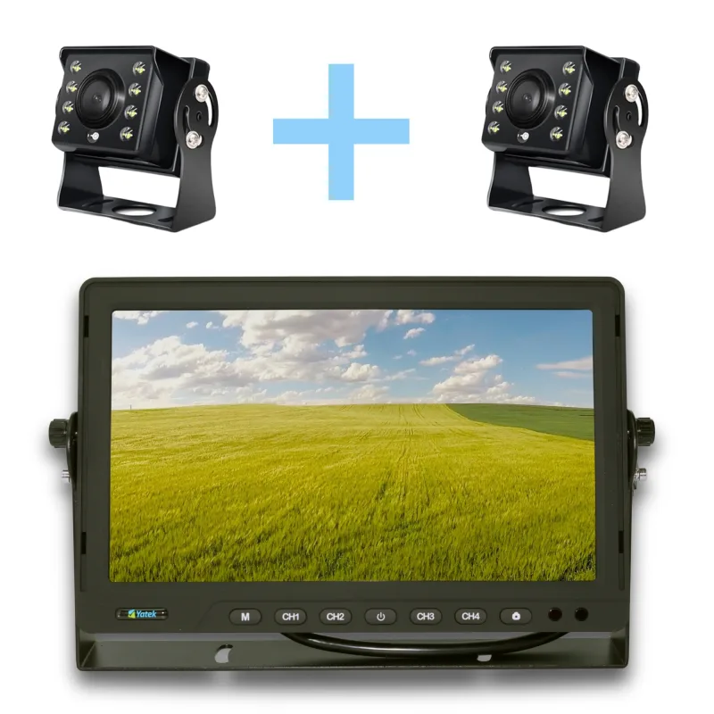 Kit de cámara de aparcamiento Yatek Pantalla AHD 10" + 2 cámara 1080P 160 grados de visión trasera Yatek