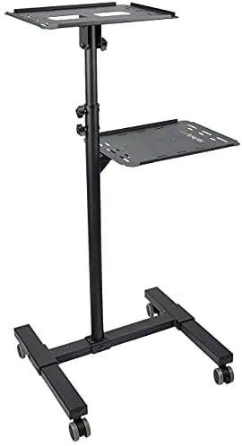 StarTech.com Soporte Móvil para Proyector y Ordenador Portátil - Carrito de Servicio Pesado para Proyector (2 Estantes) - de Altura Ajustable para Presentaciones - con Ruedas Bloqueables