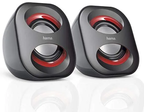 Hama | Altavoces para Ordenador, con conexión USB A y jack 3,5mm, potentes y ligeros, color negro.