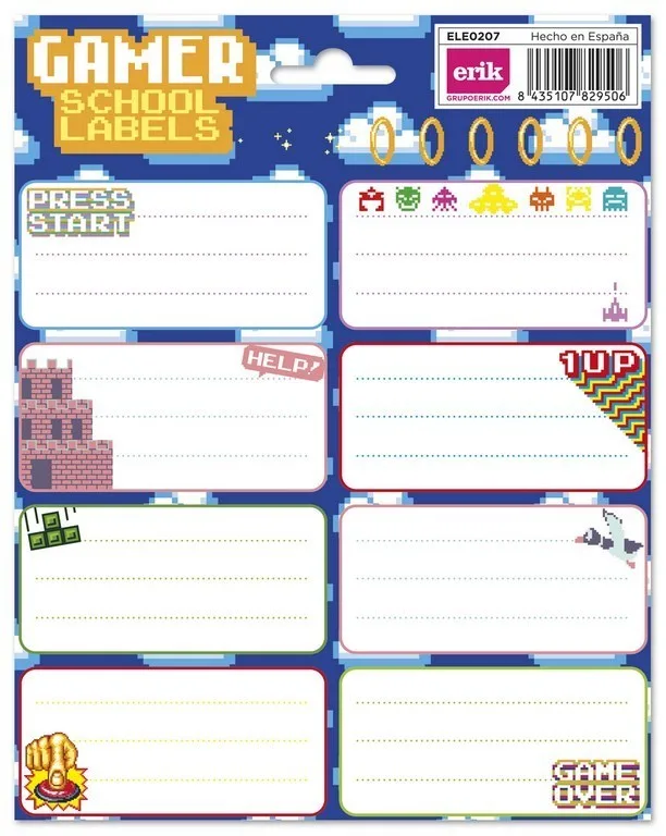 Grupo Erik Editores Gamer - Etiquetas gr, 15.8 x 20 cm