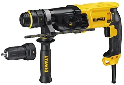 DEWALT D25134K-QS - Martillo Perforador con Cable, 2,8J, Capacidad de Perforación 24 mm Hormigón,13 mm Metal y 30 mm Madera, 3 Modos, Funcionamiento 0-1500 rpm y 5500 golpes/min