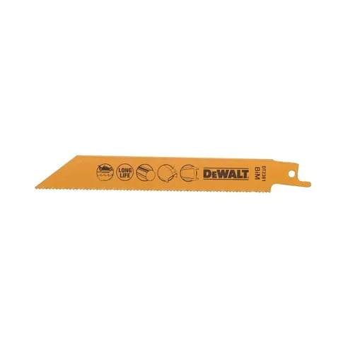 DEWALT DT2361-QZ - Hoja de sierra sable bi-metal, long: 152mm, paso de diente: 1.8mm, para cortes rápidos en metal y metales no ferrosos, chapa metálica, tuberías y perfiles entre 3 y 8mm de espesor