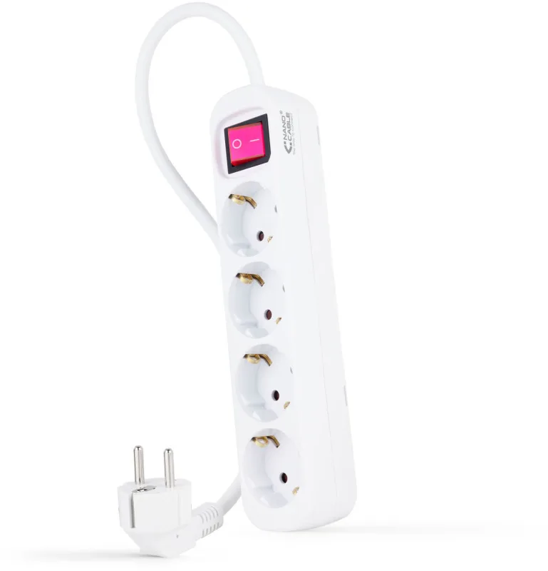 Base Multiple 4 Enchufes Interruptor Cable 1,4m Blanca 10.37.0004