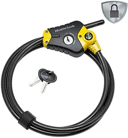 Master Lock Python 8420 - Cable antirrobo (10 x 4500 mm), color negro y amarillo