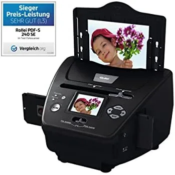 Rollei PDF S 240 SE Escáner Fotos, Convertidor de Diapositivas y Negativos Fotográficos 35mm 135/Fotos Antiguas (3R/4R/5R)/Tarjeta de Visita a Digital de Ordenador en Casa y Oficina