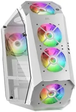 Mars Gaming MC51W Blanco Caja PC Gaming ATX Doble Cristal Templado 5x Ventilador RGB 12cm