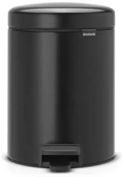 Brabantia NewIcon - Cubo de basura de pedal de 5 litros, color negro mate