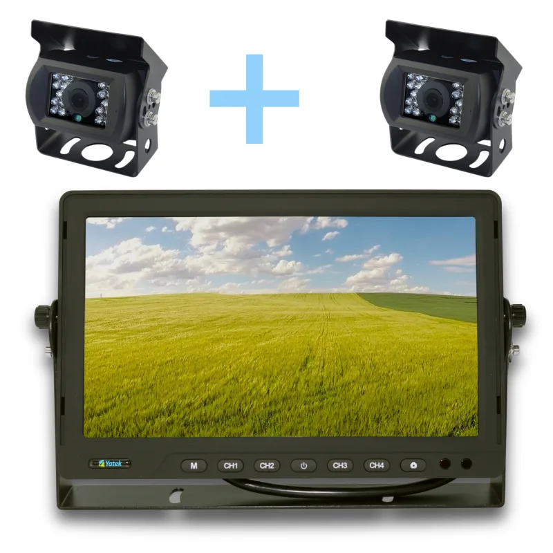 Kit de visión trasera Yatek Pantalla AHD de 10,1" + 2 cámaras 1080P para aparcamiento Yatek