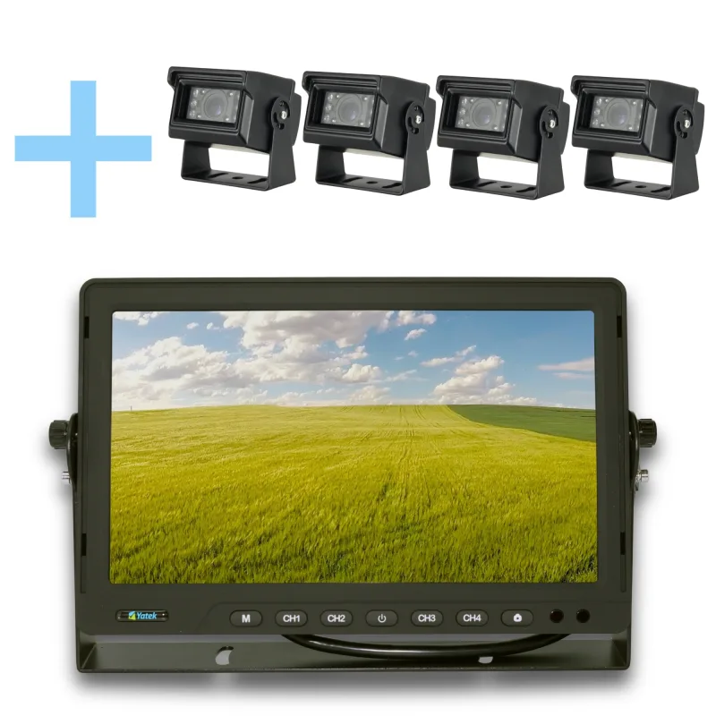 Kit de visión trasera Yatek, pantalla AHD de 10,1" + 4 cámaras 1080P para aparcar Yatek