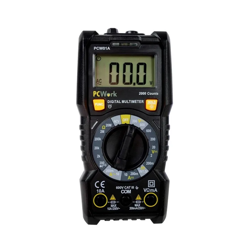 Multimetro Digital 600v/dcac 10a/dcac Resistencia 20mg Pcwork ** Pcw01a